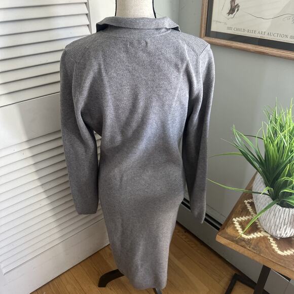 Quince Sweater Dress Womens XL Heather Gray Eco Knit Button Up Minimalist Winter - Picture 6 of 13